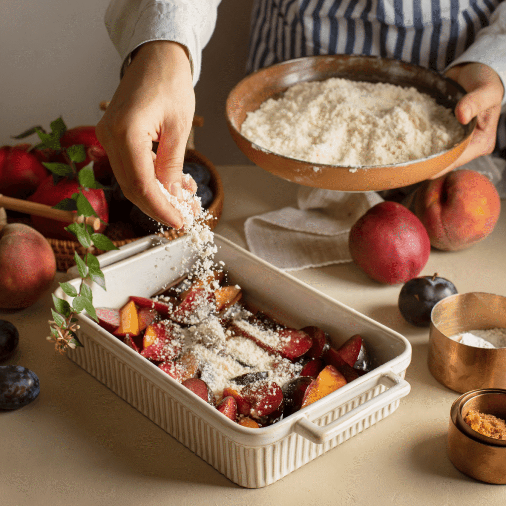 Préparation d'un plat sucré lors de l'atelier nutrition.